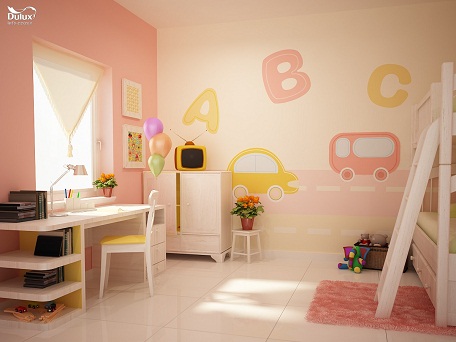 Màu cam đồng là gợi ý tuyệt vời để các bậc cha mẹ tô điểm không gian sinh hoạt cho những cô công chúa nhỏ