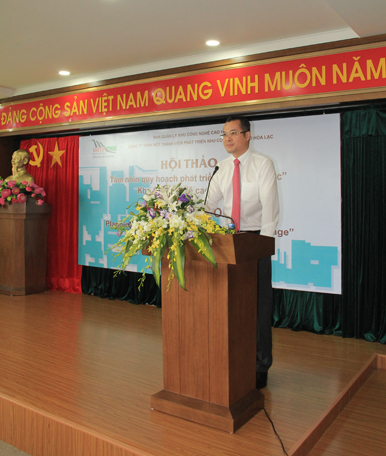 Thứ trưởng Bộ Khoa học và Công nghệ Phạm Đại Dương - Trưởng ban Quản lý khu CNC Hòa Lạc phát biểu