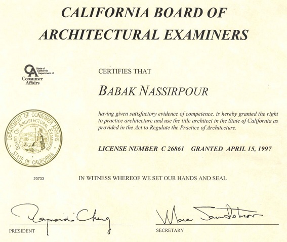 Chứng chỉ hành nghề kiến trúc sư tại bang California (Hoa Kỳ)