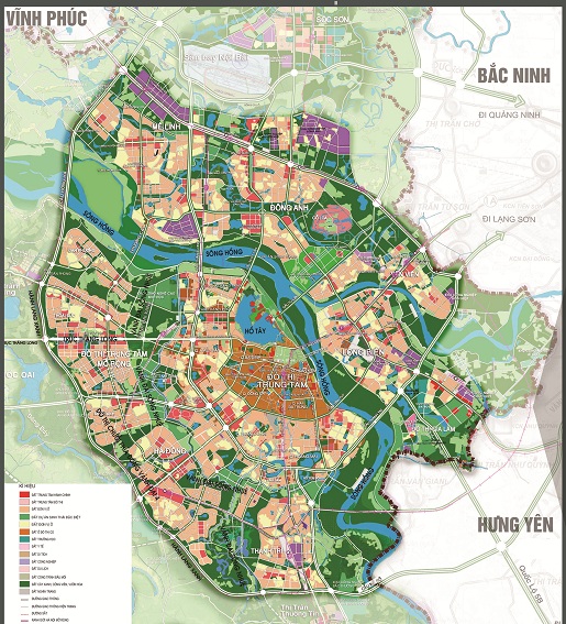 Bản đồ khu vực nội đô lịch sử (Đồ án QH chung TP Hà Nội đến năm 2030 tầm nhìn 2050)