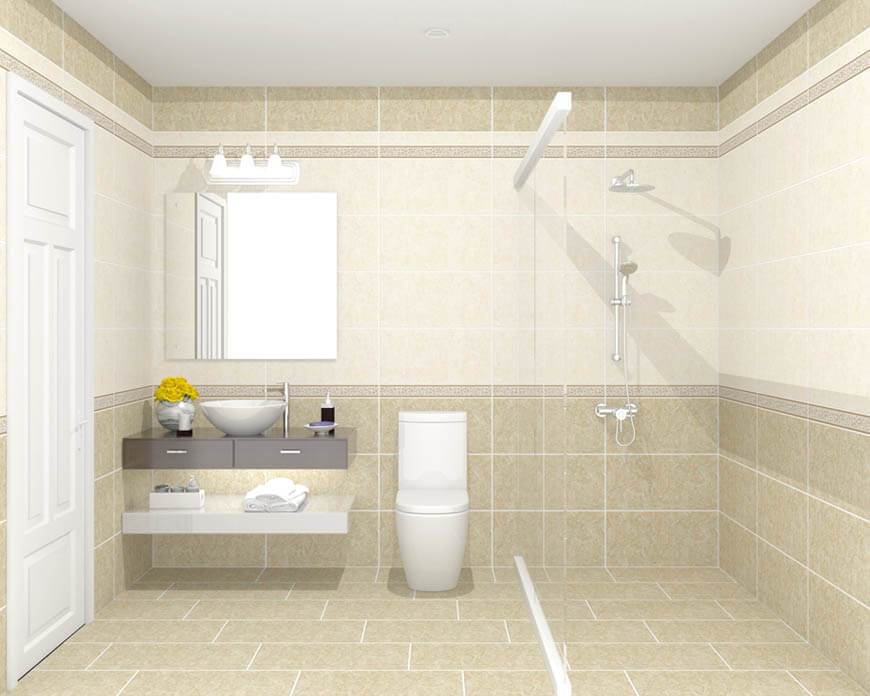 Những loại gạch có độ bóng cao, sáng màu sẽ tạo cảm giác sạch sẽ cho phòng tắm.