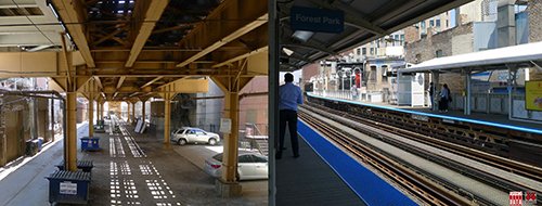 Tuyến ĐSQG chuyển đổi thành ĐSĐT: Blue Line dài hơn 43km nối Chicago với sân bay O'Hare, xây năm 1895 hiện đại hóa năm 1993. Kết cấu thép cũ bảo trì tốt cổ kính nhưng bền vững; nhà ga và toa tàu hiện đại hóa/tự động hóa hoàn toàn