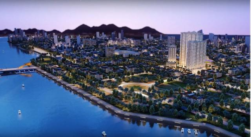 Tổng thể quy hoạch 3D dự án căn hộ nghỉ dưỡng Monarchy ven bờ sông Hàn, Đà Nẵng
