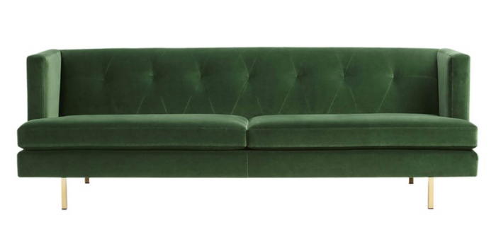 Ghế sofa nhung màu xanh rêu chẳng bao giờ lỗi mốt.