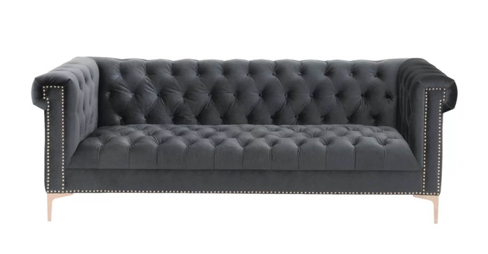 Ghế sofa nhung màu ghi sang trọng, hiện đại mà chẳng hề lỗi mốt