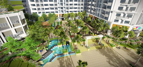Toàn cảnh khu vườn nhiệt đới tại dự án căn hộ nghỉ dưỡng Monarchy - Đà Nẵng