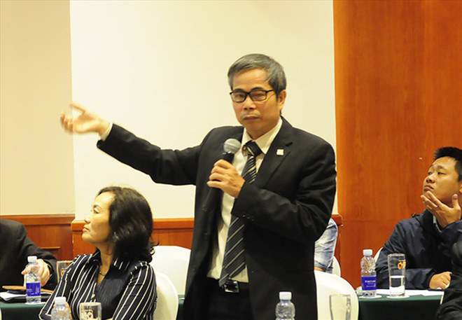 KTS Trần Huy Ánh phát biểu tại hội thảo. Ảnh Trần Vương