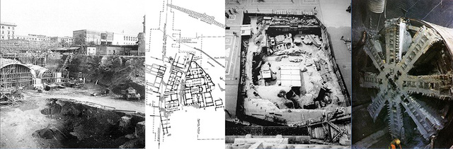 Việc xây dựng ga ngầm Termini (Rome ) đã phá huỷ các di sản trên và dưới mặt đất. Hố đào tại quảng trường Duomo trước nhà thờ Milan (Italy) bị rào kín