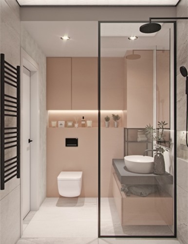 Cửa bằng kính “ăn gian” diện tích cho phòng tắm một cách đáng kể
