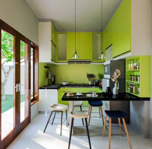 Phòng bếp lấy màu xanh lá cây làm chủ đạo đã khiến cho không gian nhà bạn trở nên độc đáo hơn