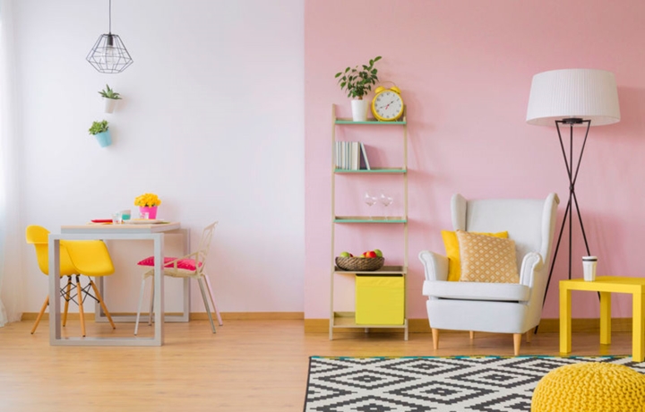 Màu hồng phù hợp để sơn trong phòng trẻ em hoặc phòng con gái