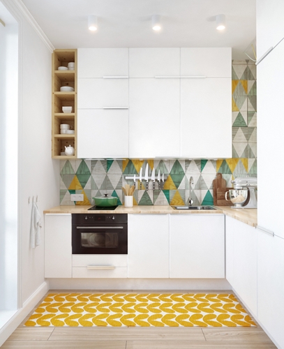 Tủ bếp màu trắng lấy cảm hứng từ những sản phẩm nội thất hiện đại, tiện nghi