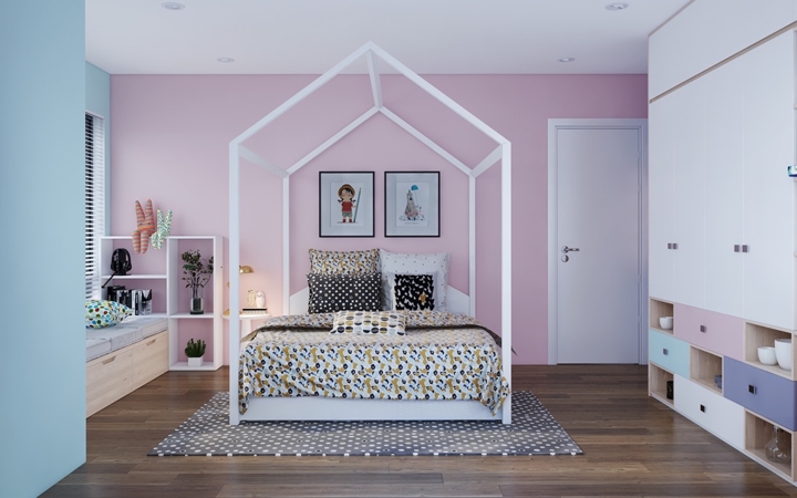 Những màu sắc trắng sáng, nhẹ nhàng và cách bài trí đồ vật một cách gọn gàng đã tạo nên sự sáng sủa cho phòng ngủ mang phong cách hiện đại.