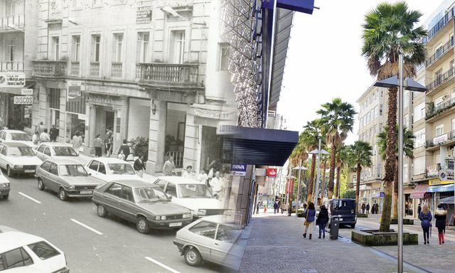 Hình ảnh trước và sau khi Pontevedra cấm ôtô