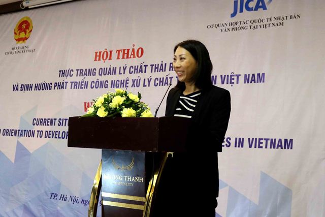 Đại diện tổ chức JICA - bà Kanto Yuko phát biểu tại Hội thảo