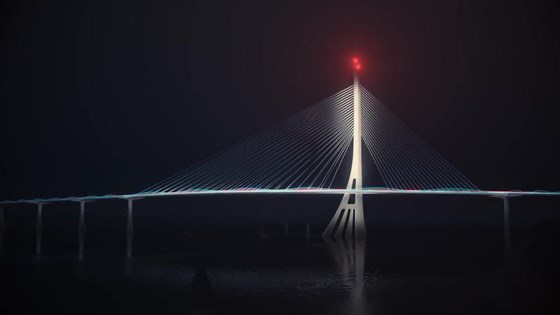 Cầu được thiết kế chiếu sáng nghệ thuật. Ảnh: QUỐC HÙNG