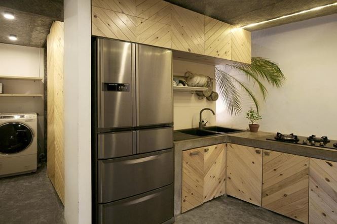 Tủ lạnh gắn vào tường đảm bảo cho căn bếp luôn gọn gàng