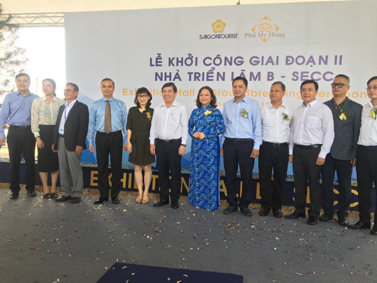 Chủ tịch UBND TP HCM Nguyễn Thành Phong dự lễ khởi công SECC giai đoạn 2 Nhà triển lãm B. Ảnh: Linh Anh