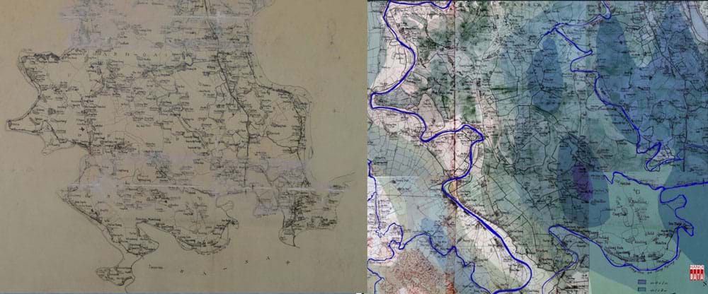Bản đồ khảo sát ghi lại tên gần 200 ngôi làng để sau đó đưa vào nội dung bản đồ Phủ Ứng Hòa do Sở Địa chính xuất bản 1905 ghi rõ các tuyến đường bộ, đường sắt, đường sông, hệ thống sông ngòi, kênh mương, trồng trọt