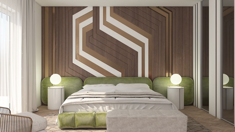 Bức tường đầu giường mang đậm dấu ấn cá nhân, đồng thời thể hiện gu thẩm mỹ tinh tế của người sở hữu