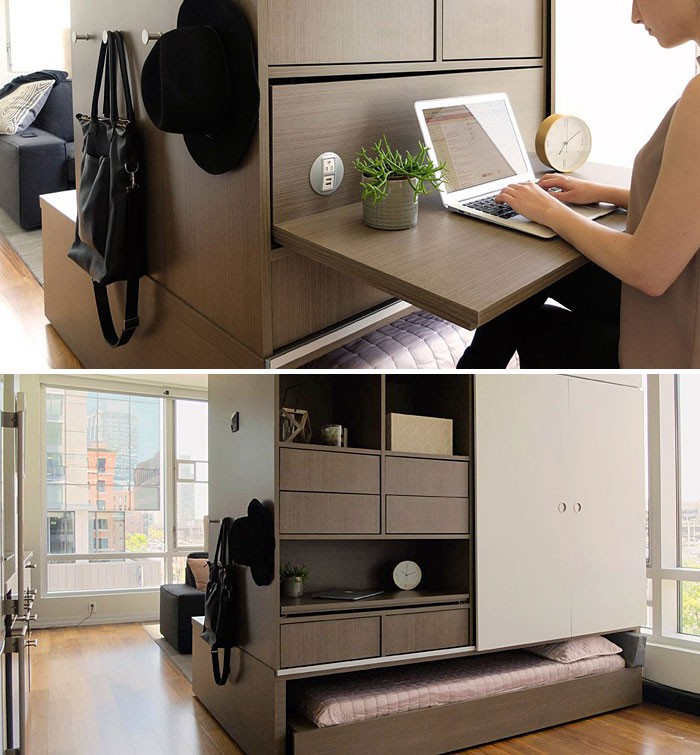 Căn hộ nhỏ với hệ thống mô-đun nhỏ gọn cực hợp mắt được thiết kế bởi MIT Media Lab hợp tác với nhà thiết kế Yves Béhar. Thiết kế này đem lại sự kết hợp giữa đồ nội thất giấu giường và có tủ ở cạnh bên, có thể tạo văn phòng làm việc tại nhà khi cần.