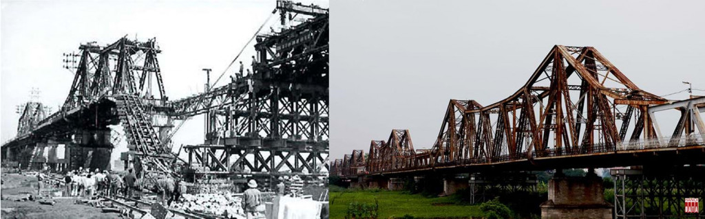 Hư hỏng sau trận bom năm 1967 và đoạn cầu Long Biên còn lành lặn hôm nay