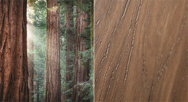 Gạch hiệu ứng điêu khắc tái hiện vân gỗ, được truyền cảm hứng từ vẻ đẹp của rừng cây lá kim cổ thuộc vườn quốc gia Yosemite, nước Mỹ