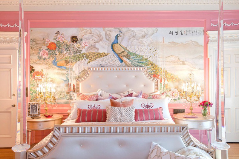 Phòng ngủ phong cách Trung Hoa được trang trí bằng những bảng màu đặc sắc