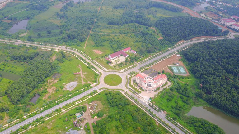 Khu vực quy hoạch ĐHQG Hà Nội tại Hòa Lạc nhìn từ trên cao
