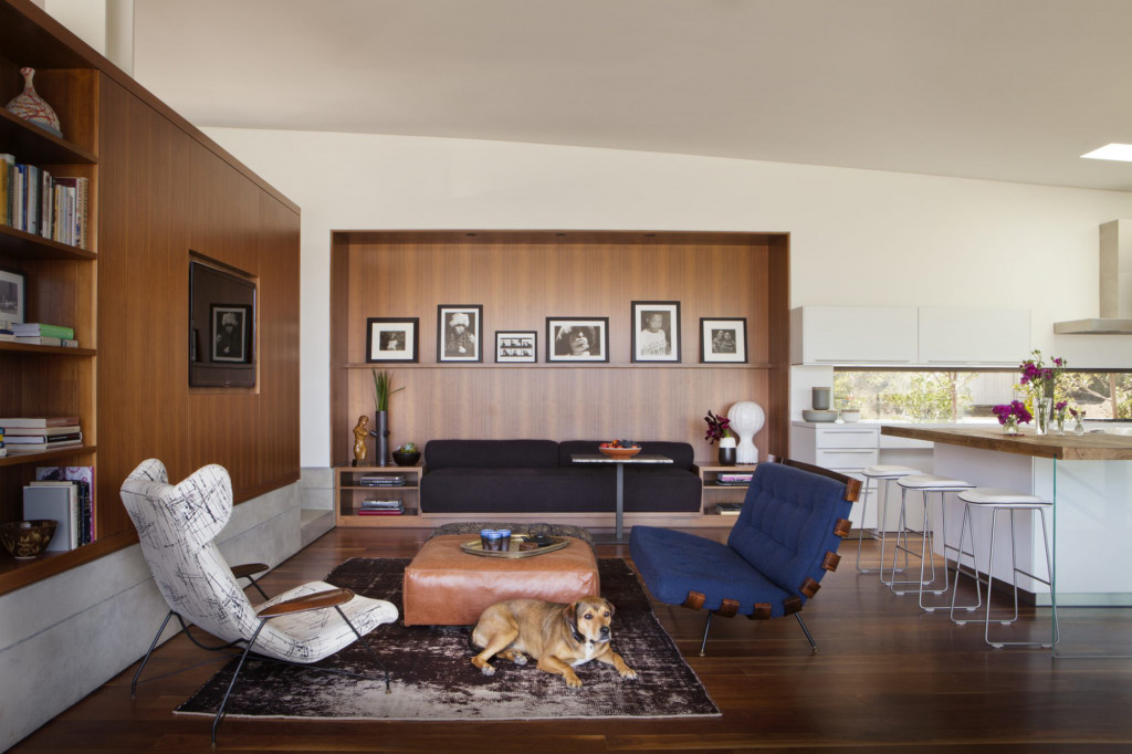 Những căn phòng khách đương đại thường có sự xuất hiện của nội thất gỗ tự nhiên, bọc da, chất liệu nhung hay phụ kiện mạ ánh kim