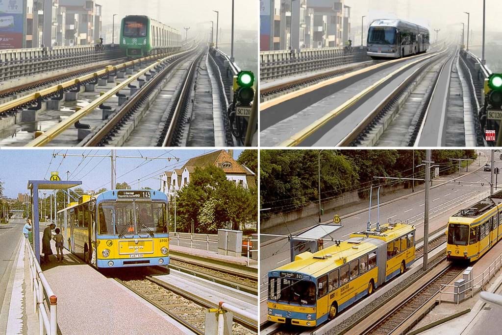 Đề xuất tuyến Cát Linh - Hà Đông triển khai  phương tiện “xe bus hai chế độ” - loại hình đã được Đức khởi động  từ 1970. Ảnh minh họa do Hanoidata& CitySolution cung cấp.