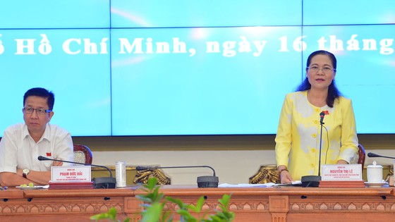 Đồng chí Nguyễn Thị Lệ, Phó Bí thư Thành ủy, Chủ tịch HĐND TPHCM phát biểu chỉ đạo tại buổi giao ban. Ảnh: VIỆT DŨNG