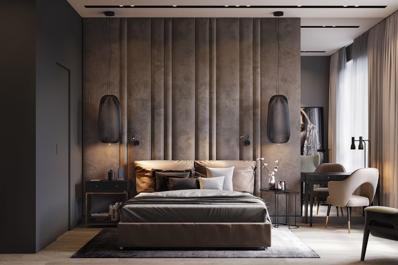 Bức tường bằng vải đệm là sự tiếp nối liền mạch với các loại ga trải giường và gối bên dưới