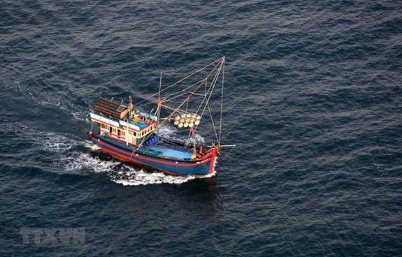 Tàu đánh bắt hải sản trên vùng biển Phú Quốc, tỉnh Kiên Giang. Ảnh: TTXVN