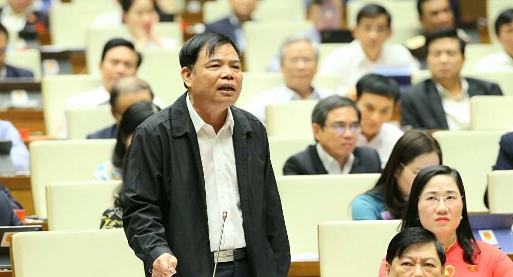 Bộ trưởng Nguyễn Xuân Cường phát biểu tại nghị trường. Ảnh: TTVN