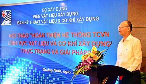 GS.TS. Lê Trung Thành, Viện trưởng VIBM Trưởng Ban Kỹ thuật vật liệu và cơ khí xây dựng phát biểu tuyên bố lý do và khai mạc Hội thảo
