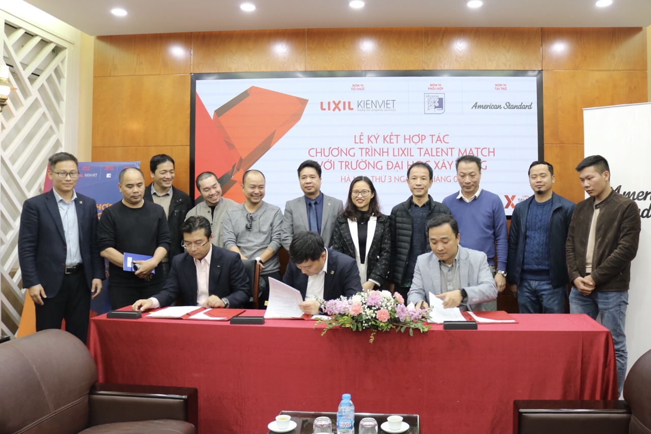 Lễ ký kết thoả thuận hợp tác giữa Trường Đại học Xây dựng – Công ty TNHH LIXIL Việt Nam, CTCP Thiết kế & Truyền thông Kiến Việt