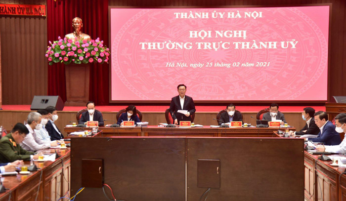 Thường trực Thành ủy Hà Nội chủ trì và cho ý kiến về các nội dung làm việc chiều 25-2