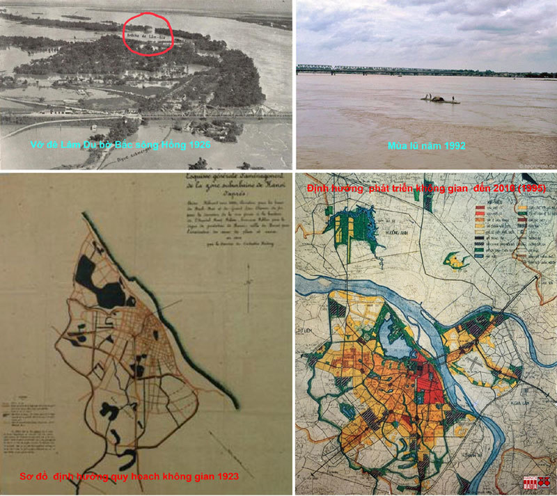 Sơ đồ quy hoạch do KTS Ernest Hébrard công bố năm 1923 và quy hoạch phát triển không gian Hà Nội đến 2010, công bố 1995