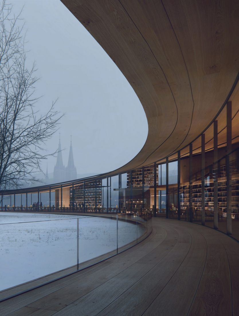 Thiết kế của thư viện nhằm bảo tồn và tôn vinh khung cảnh tuyệt vời của công viên mà vẫn tối đa hóa tiềm năng của nó như một không gian công cộng.