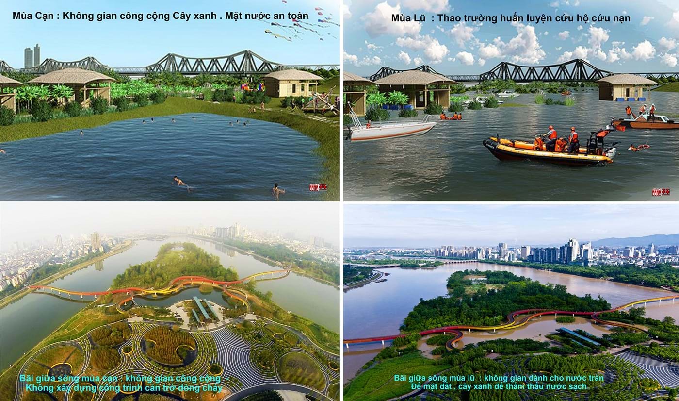 “Công viên Hài Hòa" do CitySolution đề xuất và ví dụ công viên thích hợp với hai mùa lũ/cạn của  một Thành phố Nam Trung Quốc. Nguồn ảnh do City Solution&Hanoidata cung cấp