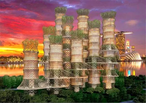 Dự án tòa nhà chọc trời bằng tre hình xoắn ốc độc đáo