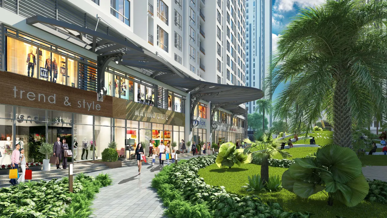 Phối cảnh tổng quan khu vực Shophouse - Vinhomes Center Park Hill Premium (Park 7 &Park 8) 