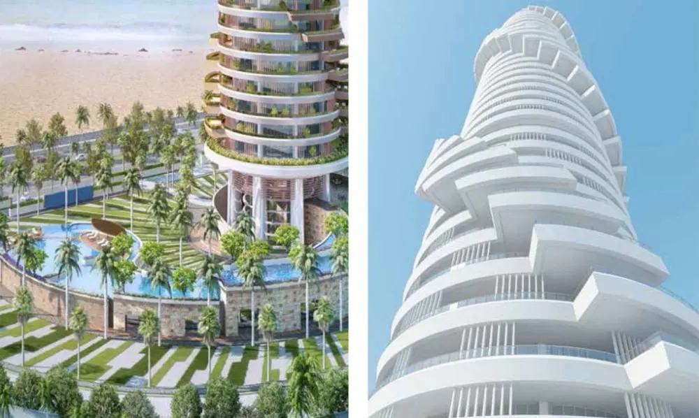 Tòa tháp được bao phủ bởi lớp thảm thực vật ở Abu Dhabi