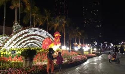 Ngoài ra đường hoa còn được trang trí trước HĐND TP Đà Nẵng cũ và ở các địa điểm dọc vỉa hè phía tây đường Bạch Đằng, hai bên Cầu Rồng cho du khách tham quan chụp ảnh. Ảnh Tùng Anh