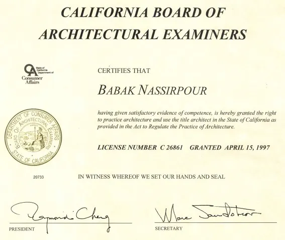 Chứng chỉ hành nghề kiến trúc sư tại bang California (Hoa Kỳ)