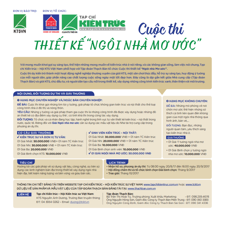 Mời tham dự Cuộc thi Thiết kế “Ngôi nhà Mơ ước”
