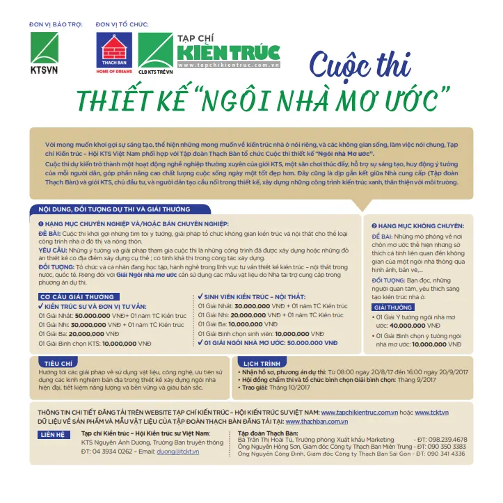 Mời tham dự Cuộc thi Thiết kế “Ngôi nhà Mơ ước”