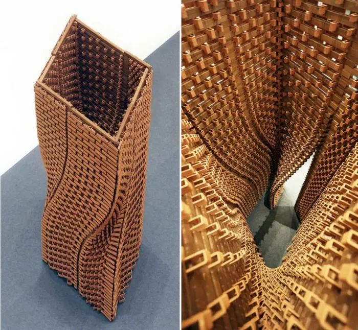 Tháp dạng xoắn được làm từ 2.000 viên gạch terracotta in bằng công nghệ 3D