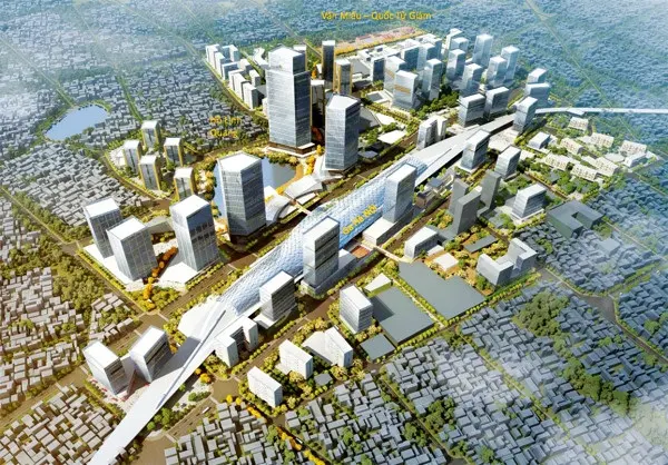 Phối cảnh tổng thể QHPK đô thị khu vực ga Hà Nội và phụ cận do tư vấn Nhật Bản lập và xin ý kiến các bộ, ngành tháng 09/2017 (nguồn ảnh: giadinh.net)